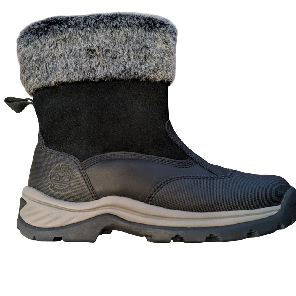 Timberland Women's Waterproof Winter Boots Faux Fur Pull On Black Size 6.5
